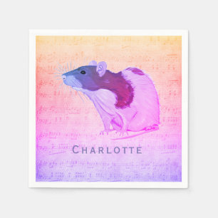 Pink Pet Rat Add Your Name Rat Napkin