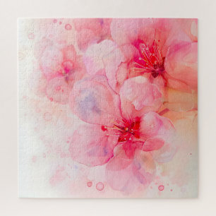 Pink Petal Elegance Watercolor Jigsaw Puzzle