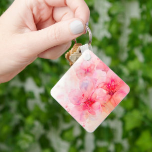 Pink Petal Elegance Watercolor Key Ring