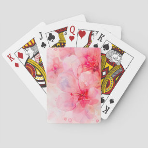 Pink Petal Elegance Watercolor Playing Cards