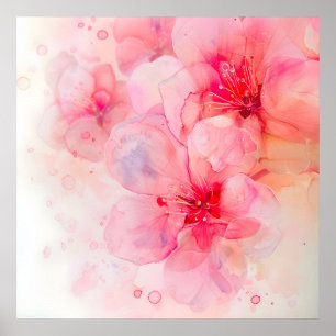 Pink Petal Elegance Watercolor Poster