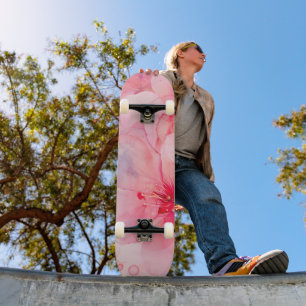 Pink Petal Elegance Watercolor Skateboard