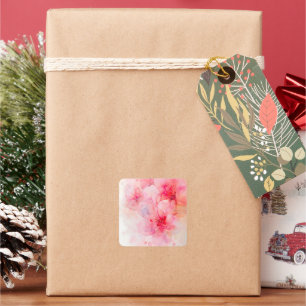 Pink Petal Elegance Watercolor Square Sticker