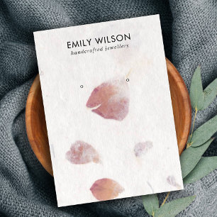 PINK PETAL HANDMADE PAPER  STUD EARRING DISPLAY CA BUSINESS CARD