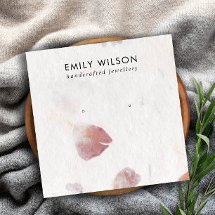 PINK PETAL HANDMADE PAPER STUD EARRING DISPLAY SQUARE BUSINESS CARD