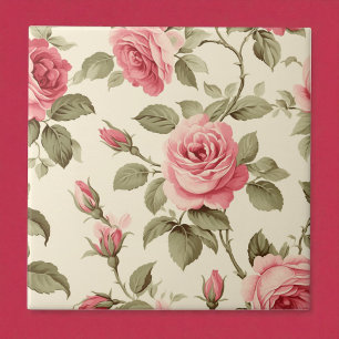 Pink Petal Peach Blossom Elegance Ceramic Tile