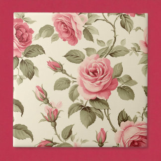 Pink Petal Peach Blossom Elegance Ceramic Tile