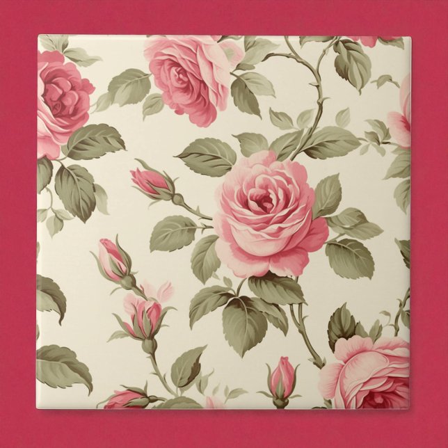 Pink Petal Peach Blossom Elegance Ceramic Tile (Creator Uploaded)