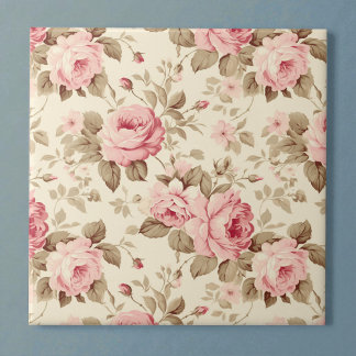 Pink Petal Roses Elegance Ceramic Tile