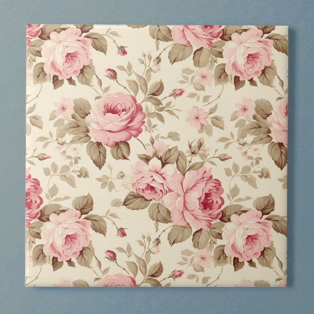 Pink Petal Roses Elegance Ceramic Tile (Creator Uploaded)