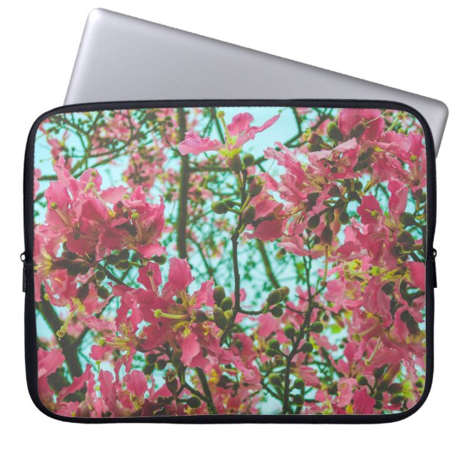 PINK-PETALED FLOWERS LAPTOP SLEEVE (Front)