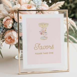 Pink Petals and Prosecco Bridal Shower Favors Sign