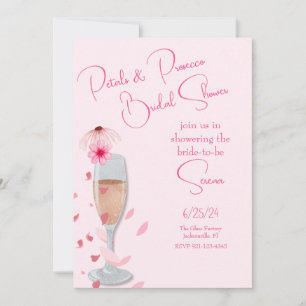Pink Petals and Prosecco Bridal Shower Invitation