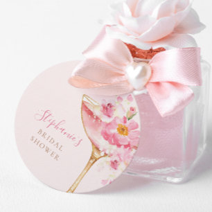 Pink Petals and Prosecco Floral Bridal Shower Favour Tags