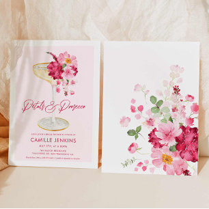 Pink Petals and Prosecco Garden Bridal Invitation