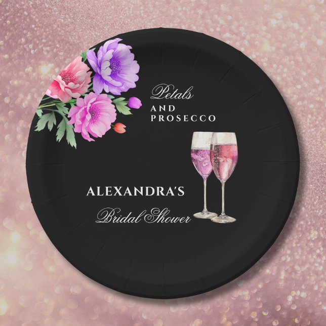 Pink Petals and Prosecco Peony Bridal Shower Paper Plate (Creator Uploaded)