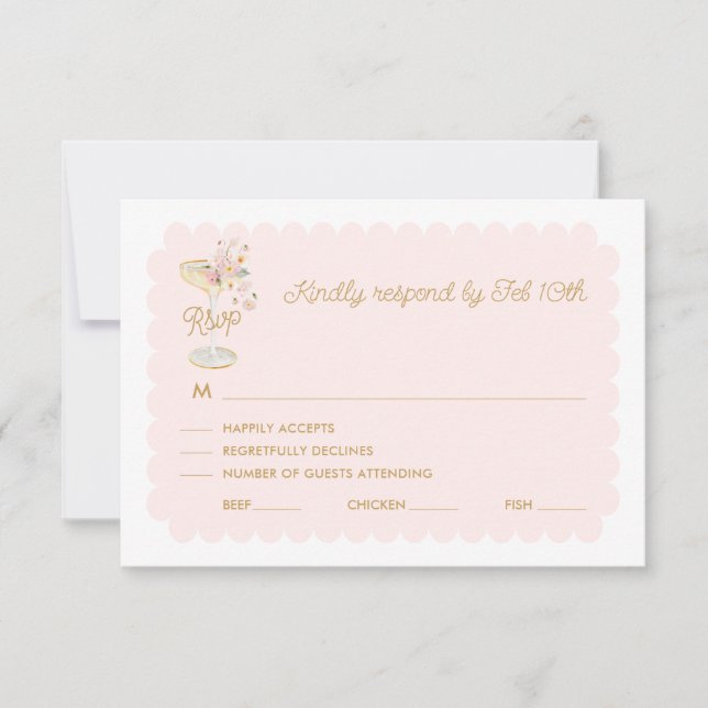 Pink Petals and Prosecco RSVP Card (Front)