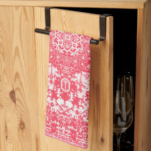 Pink Petals on Kilim Dreams Tea Towel