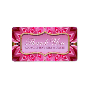 Pink Petals Pattern Thank You Sticker Labels