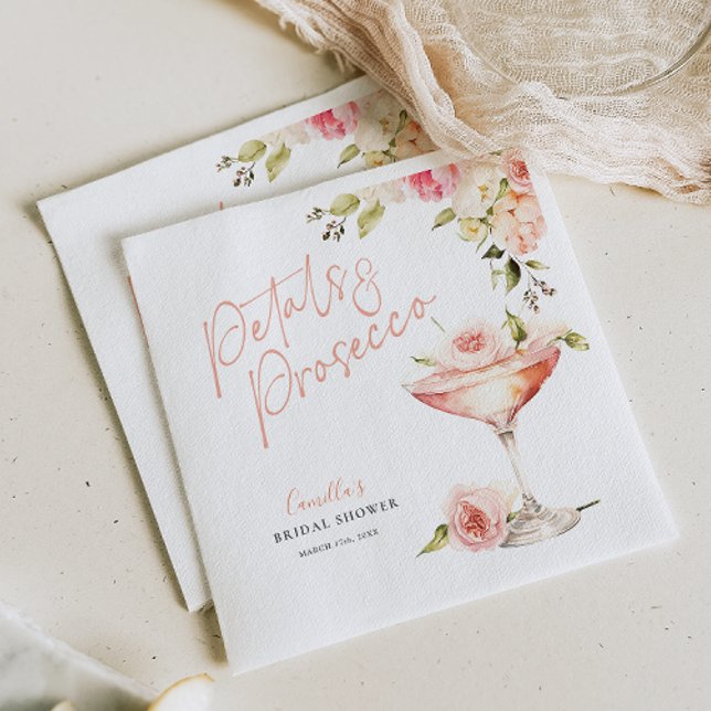 Pink Petals & Prosecco Bridal Shower Napkin (Creator Uploaded)