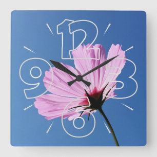 Pink petals square wall clock