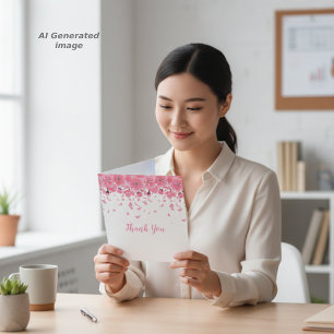 Pink Petals Thank You Note Card