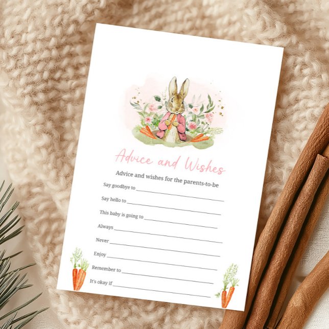 Pink Peter Rabbit Baby Shower Advice and Wish Game (Creator Uploaded)