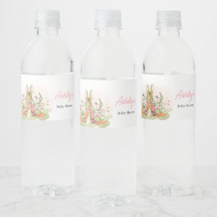 Pink Peter Rabbit Baby Shower  Water Bottle Label
