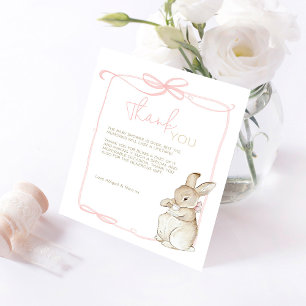 Pink Peter the Rabbit Beatrix Potter Baby Shower  Thank You Card