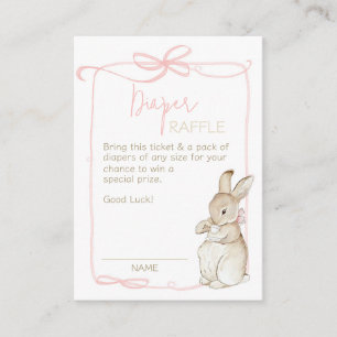 Pink Peter the Rabbit Beatrix Potter Diaper Raffle Enclosure Card