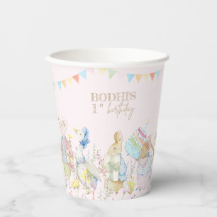 Pink Peter the Rabbit First Birthday Paper Cups