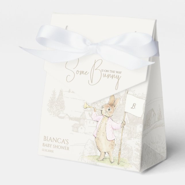 Pink Peter the Rabbit Some Bunny Baby Shower Favour Box (Front Side)