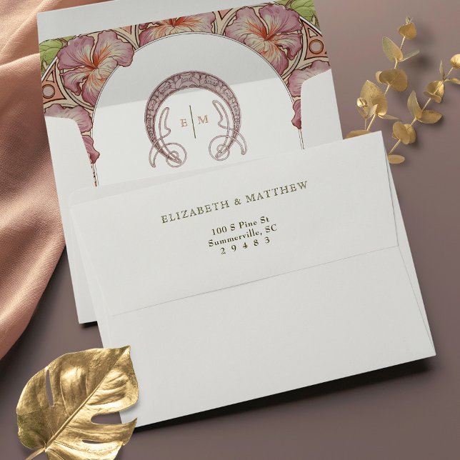 Pink Petunia Art Nouveau Vintage Envelope (Creator Uploaded)