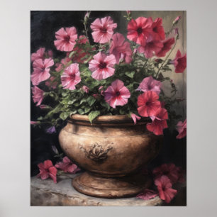 Pink Petunia Flowers Art Print Poster