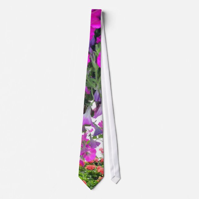 Pink Petunia Geraniums Tie (Front)