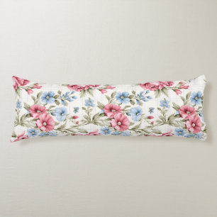 Pink Petunias and Sky Blue Daisies   Body Cushion