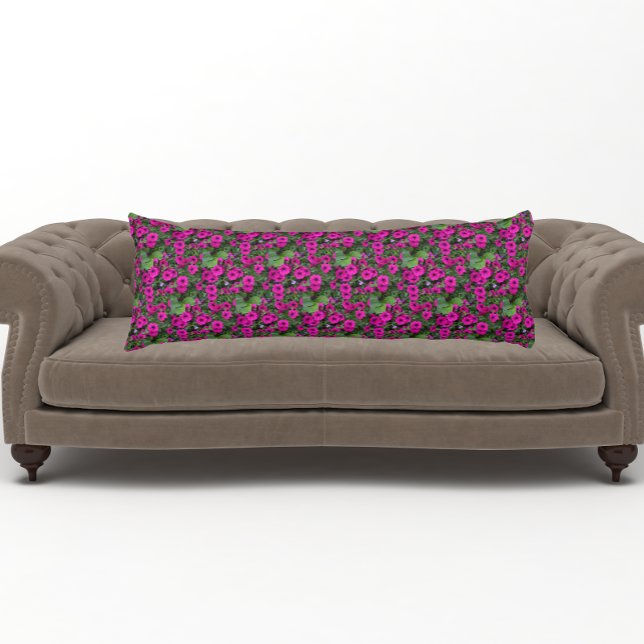 Pink Petunias Floral Pattern Body Cushion (In Situ)