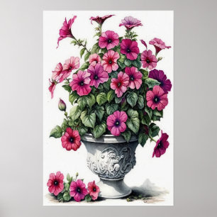 Pink Petunias Flower Art Print Poster