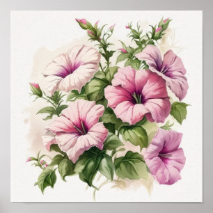 Pink Petunias Flower Art Print Poster