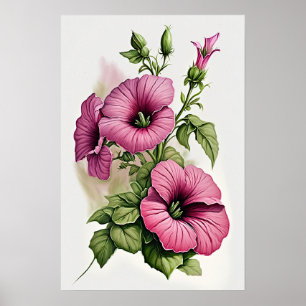 Pink Petunias Flower Art Print Poster