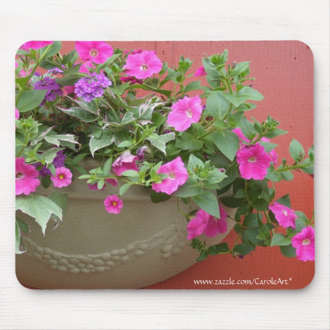 Pink Petunias Planter Mouse Pad (Front)