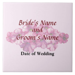 Pink Petunias Wedding Products Ceramic Tile