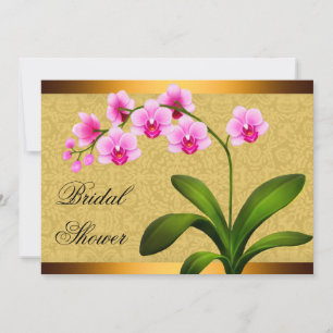 Pink Phalaenopsis Orchid Flowers Bridal Shower Invitation