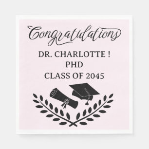 Pink PHD Graduation Party Napkin