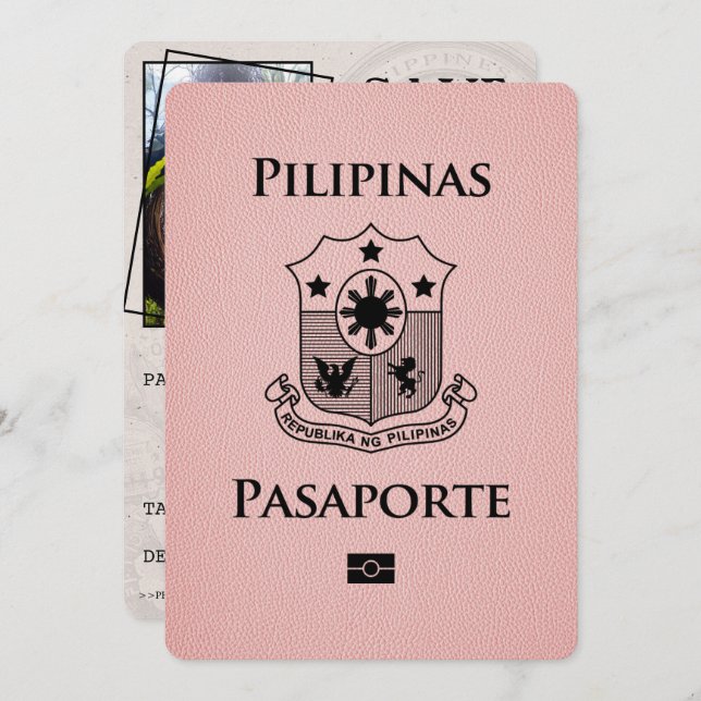 Pink Philippines Passport Save The Date (Front/Back)