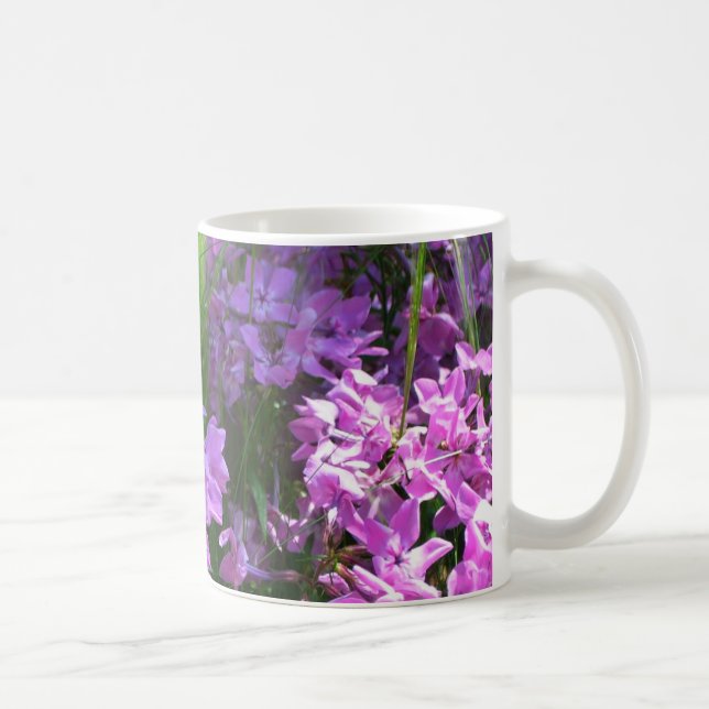Pink Phlox and Grass Summer Floral Coffee Mug (Right)