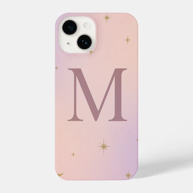 💖 Pink Phone Case with Big Yellow “M” & Stars  (Back)