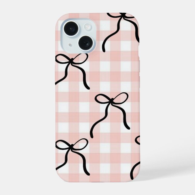 Pink Phone Case with black bows (Back)