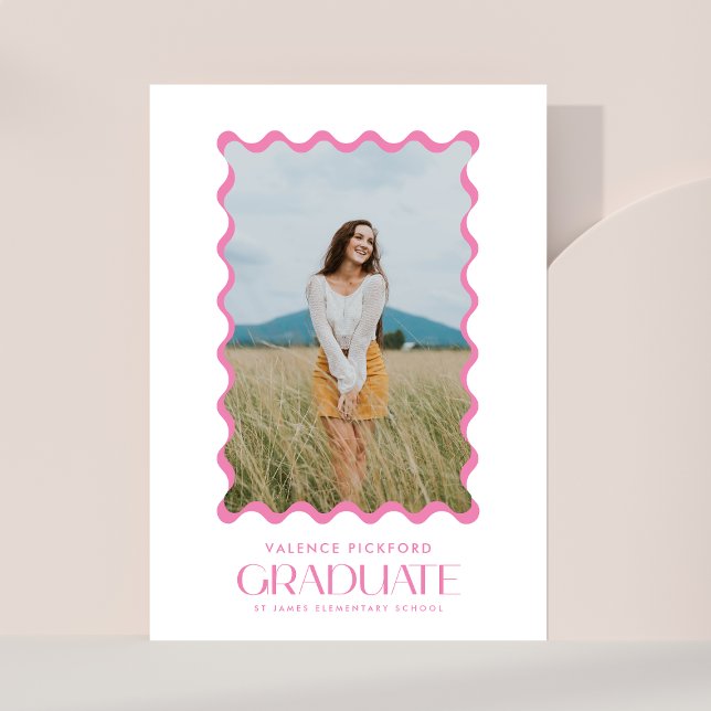 Pink Photo 2025 Elementary Graduate Wavy Frame Announcement (Creator Uploaded)