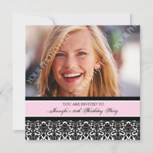 Pink Photo 20th Birthday Party Invitations